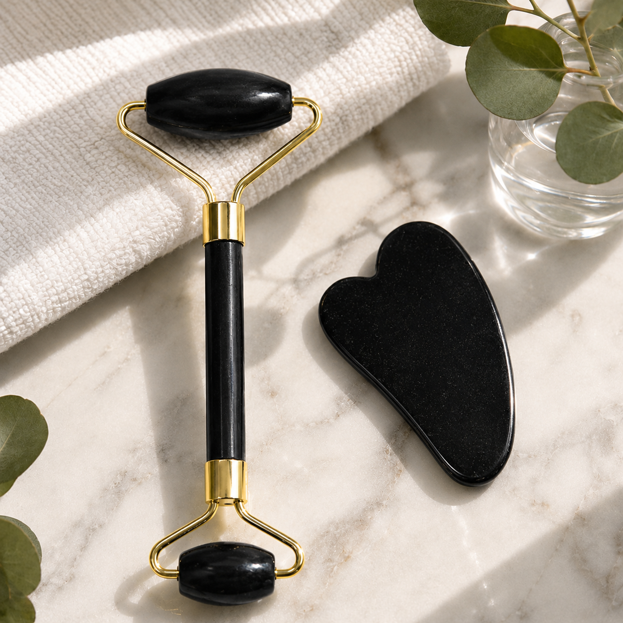Rouleau de Jade Naturel & Gua Sha – Massage Visage Lifting Anti-Rides