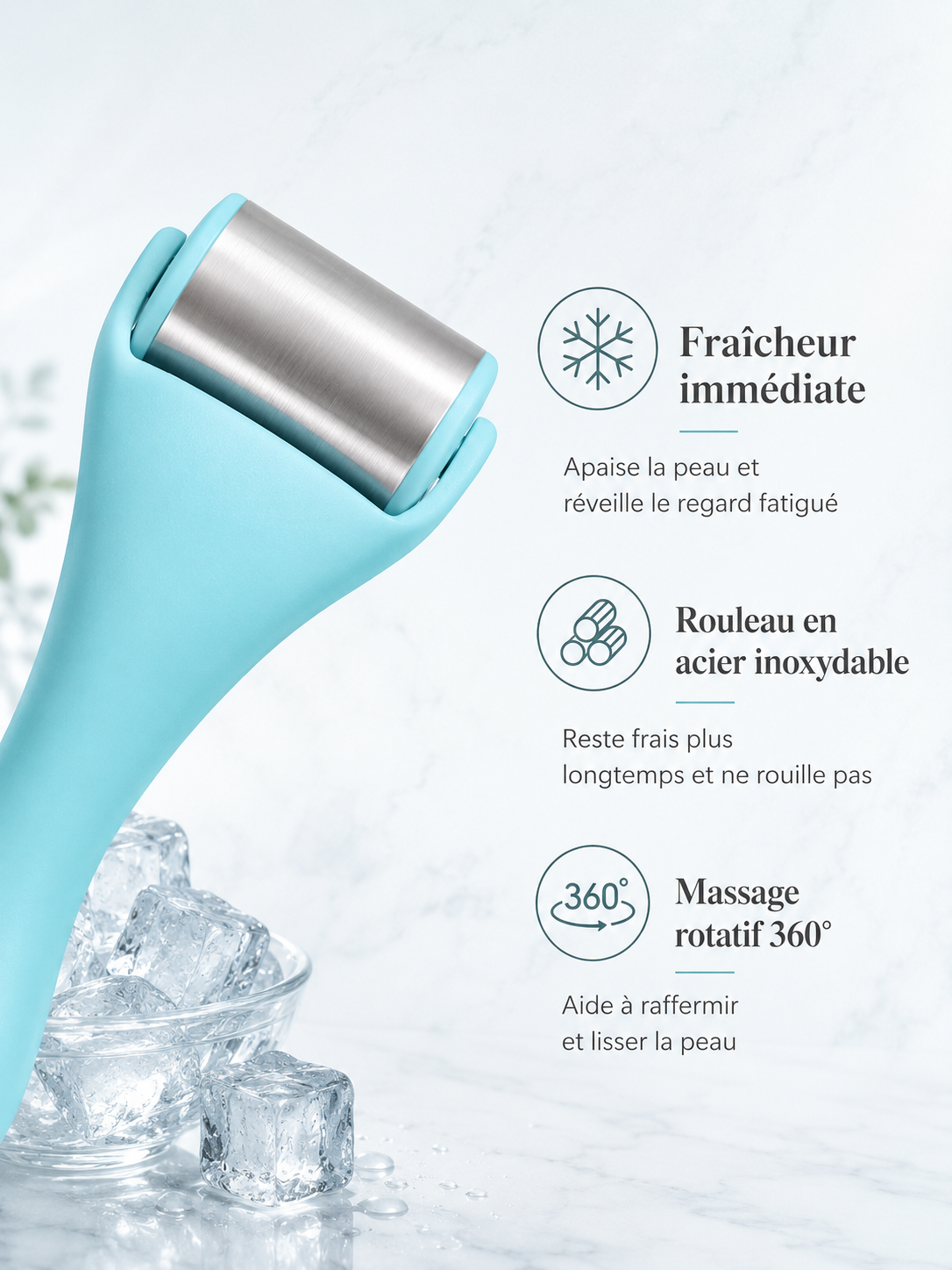 Roulette de Glace Visage - Cryothérapie et Éclat Instantané