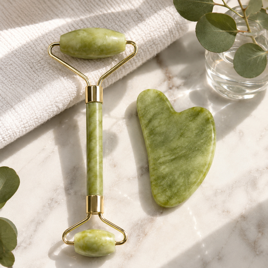 Rouleau de Jade Naturel & Gua Sha – Massage Visage Lifting Anti-Rides