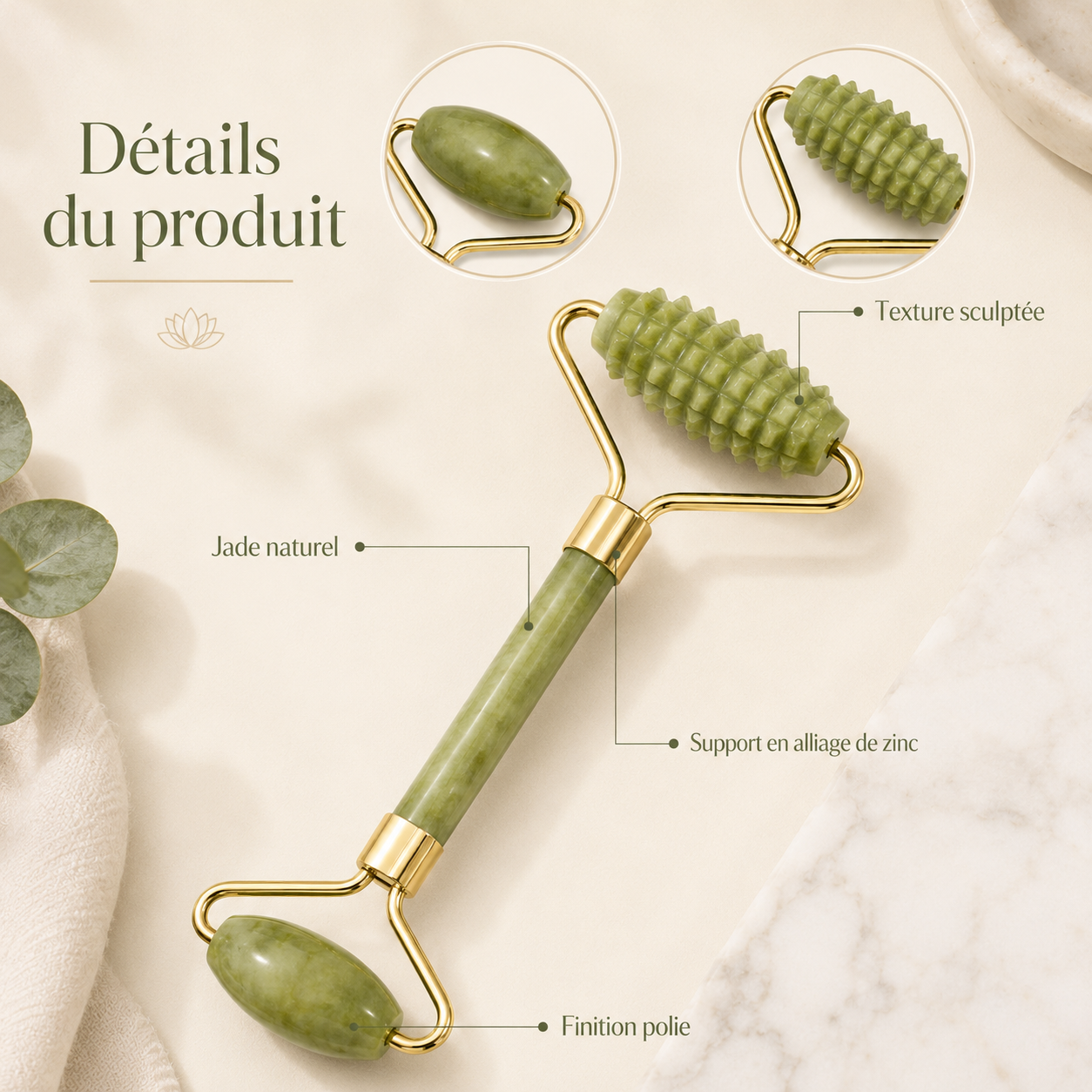 Rouleau de Jade Naturel & Gua Sha – Massage Visage Lifting Anti-Rides