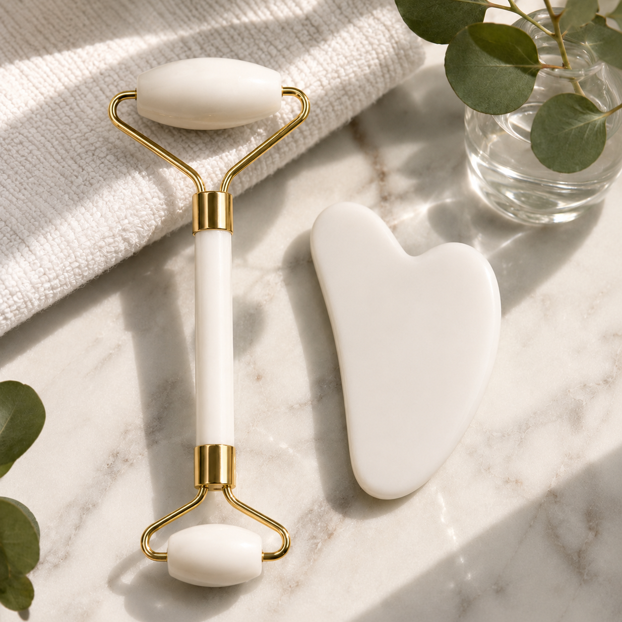 Rouleau de Jade Naturel & Gua Sha – Massage Visage Lifting Anti-Rides