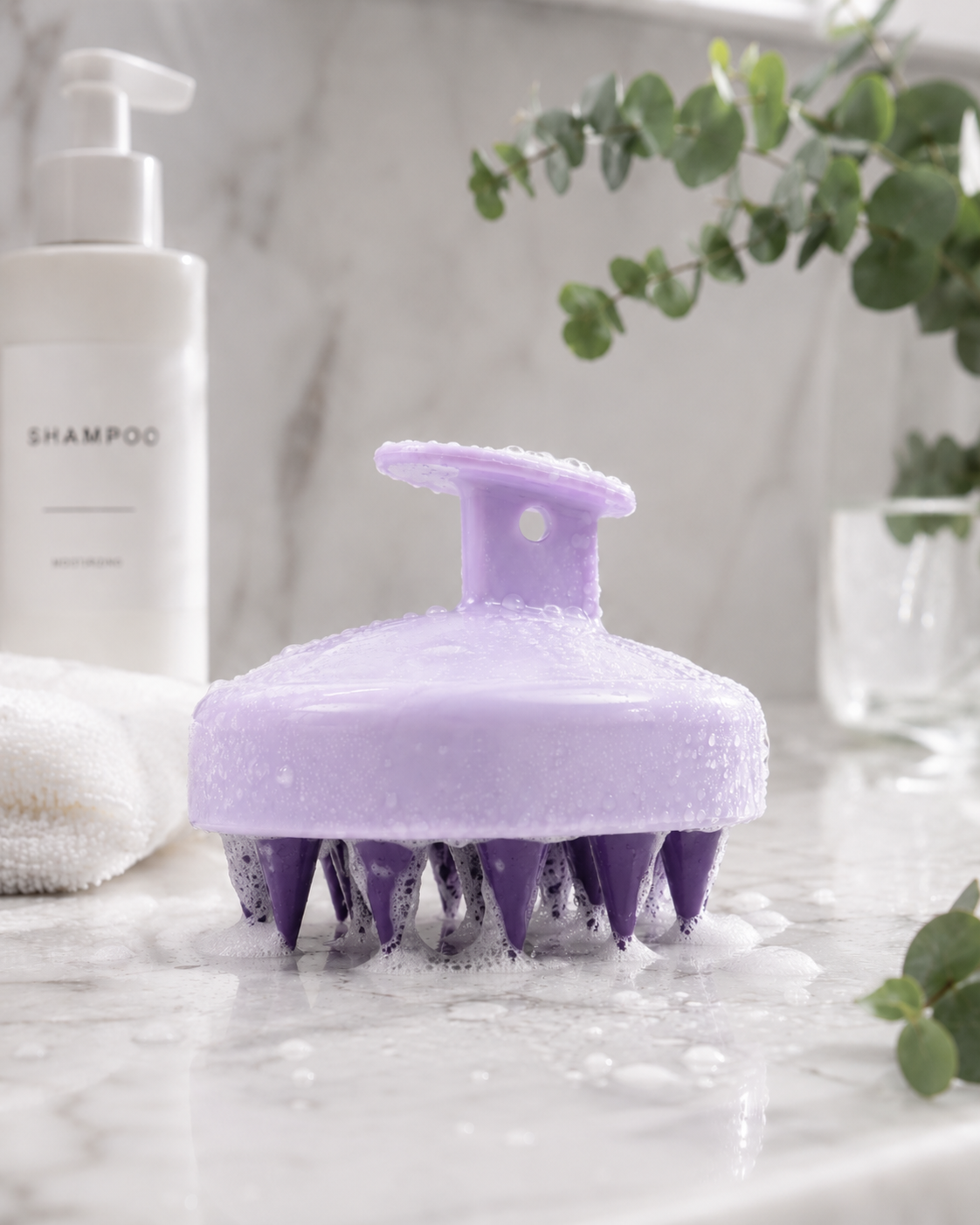 Brosse massante Cuir Chevelu - Stimule la Pousse et Détente
