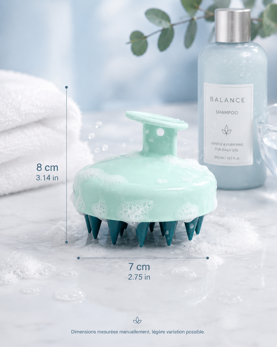 Brosse massante Cuir Chevelu - Stimule la Pousse et Détente