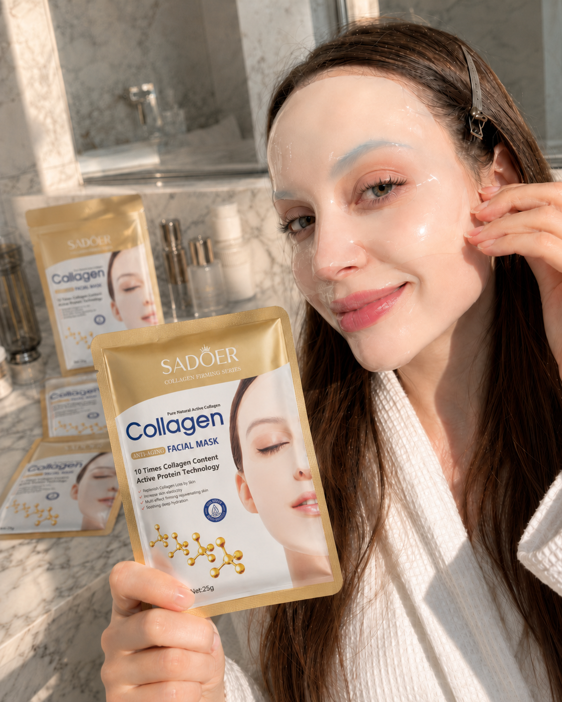 Masque Visage Collagène Anti-Âge – Hydratant, Lissant & Éclat (Cosmétiques Coréens)