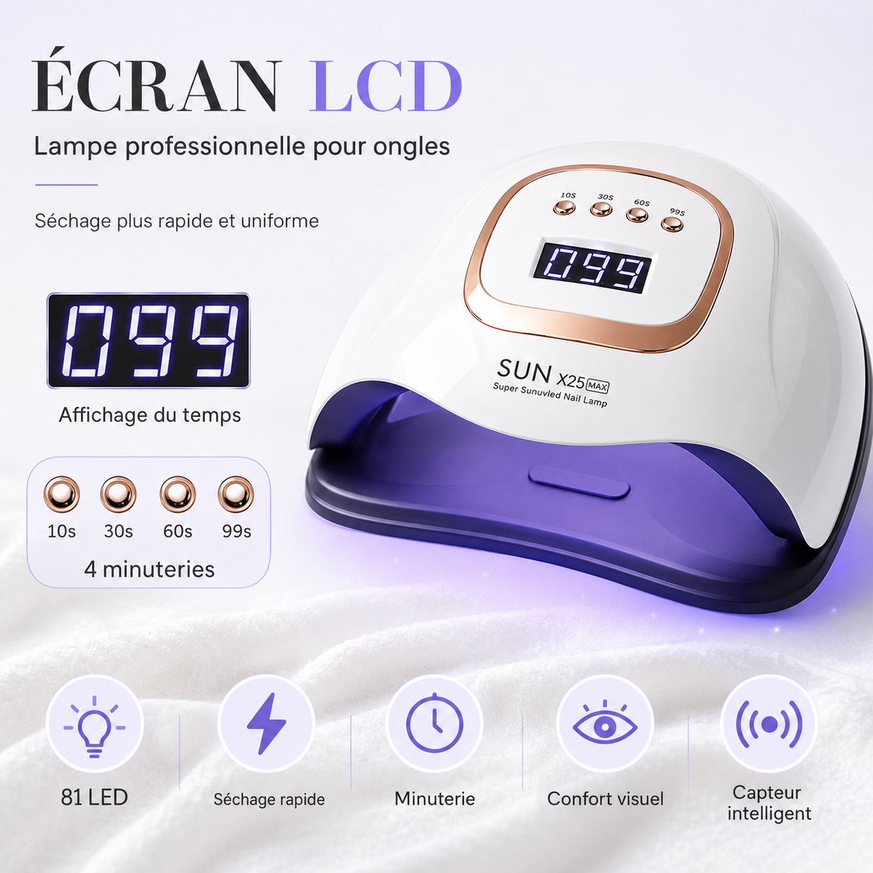 Lampe UV LED Ongles 380W – Séchage Rapide Gel & Vernis | Novelyashop