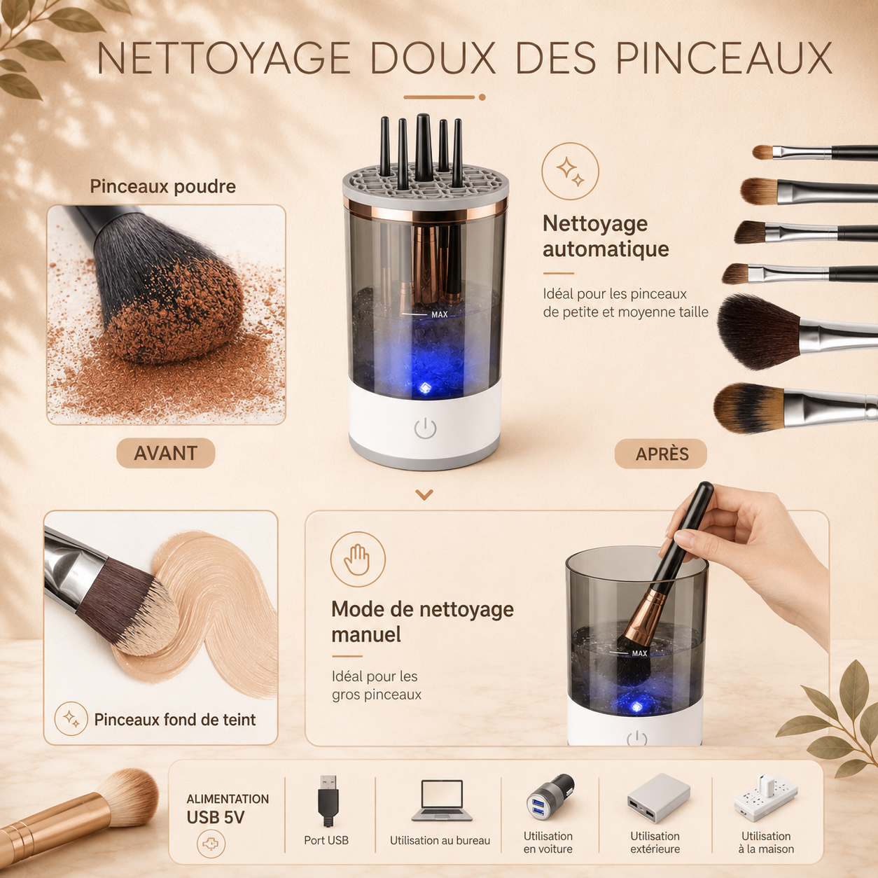 Nettoyeur Électrique de Pinceaux – Propre en 30 Secondes !