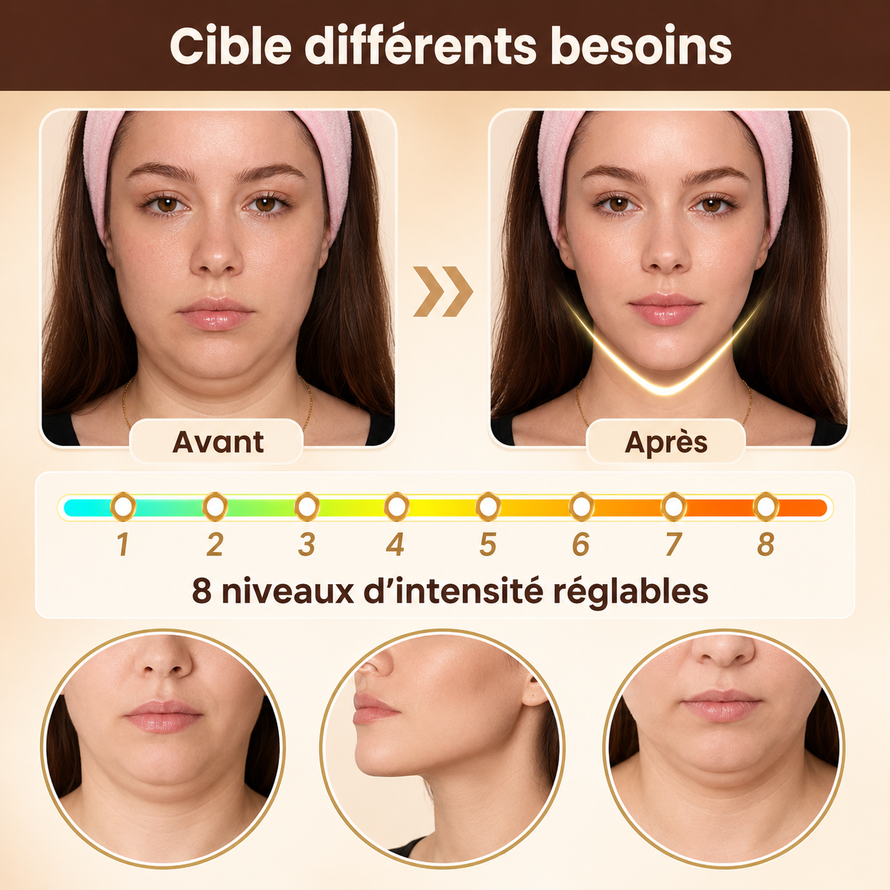 Appareil EMS Lifting Visage V-Face – Micro-courant, Raffermissement & Double Menton