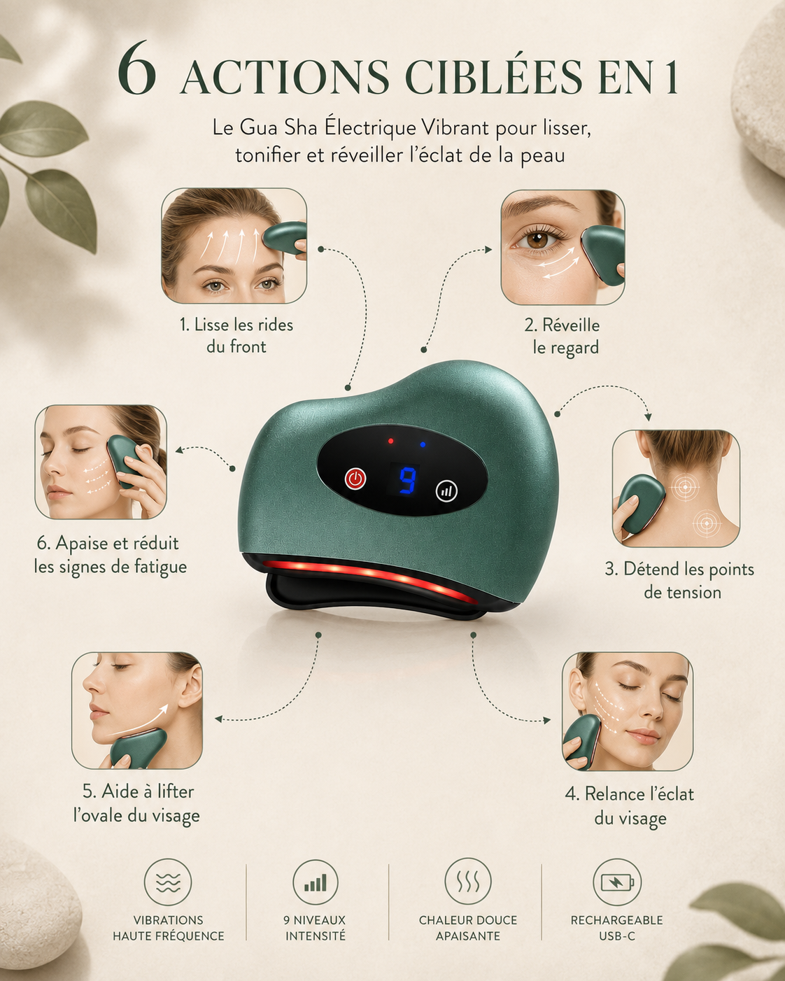 Gua Sha Électrique Vibrant – Lifting, Anti-Rides & Anti-Cellulite